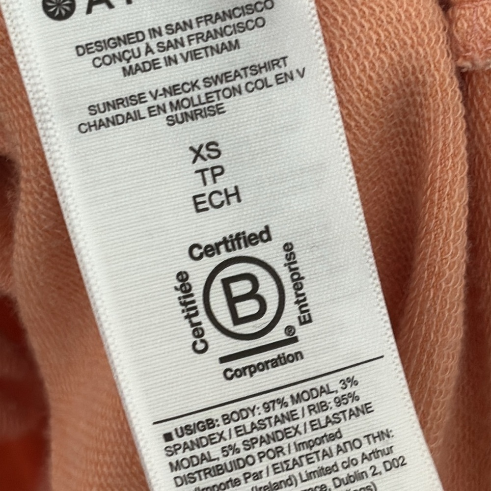 Athleta Sunrise V-Neck Sweatshirt Long‎ Sleeve Peach Heather Size XS - Picture 5 of 12